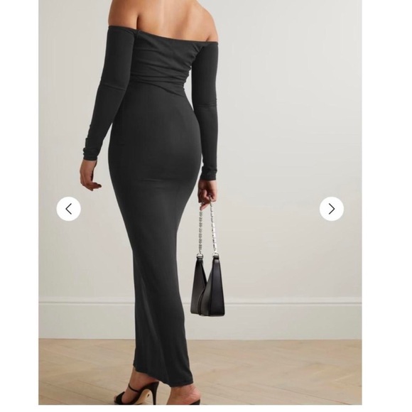 SOLD-Skims Smooth Soft Lounge Off The Shoulder Maxi Dress in Black XSmall - Picture 5 of 5